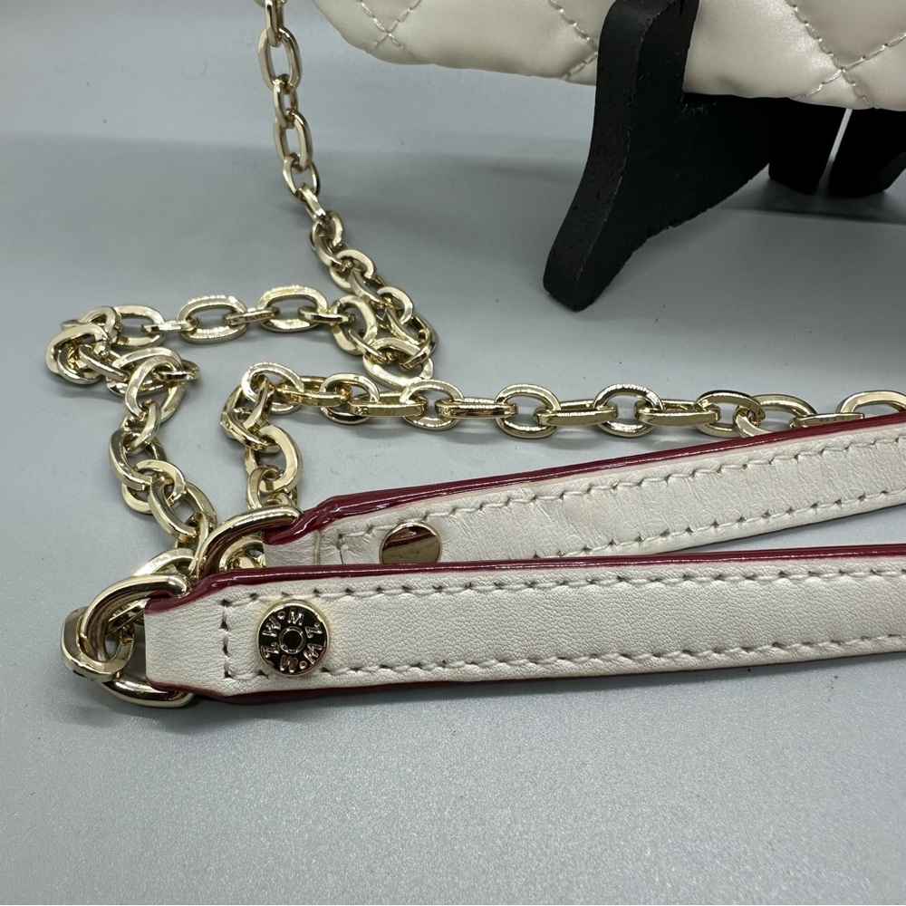 MZ Wallace Quilted Crossbody Bag in Ivory with Gold Chain - Picture 13 of 14